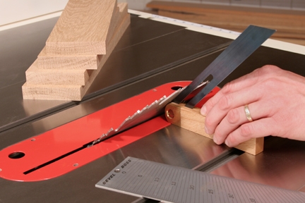 Checking angle of joinery cut with miter gauge