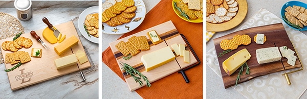 three Rockler cheese slicer kit boards