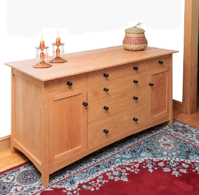 Shaker-style cherry wood sideboard