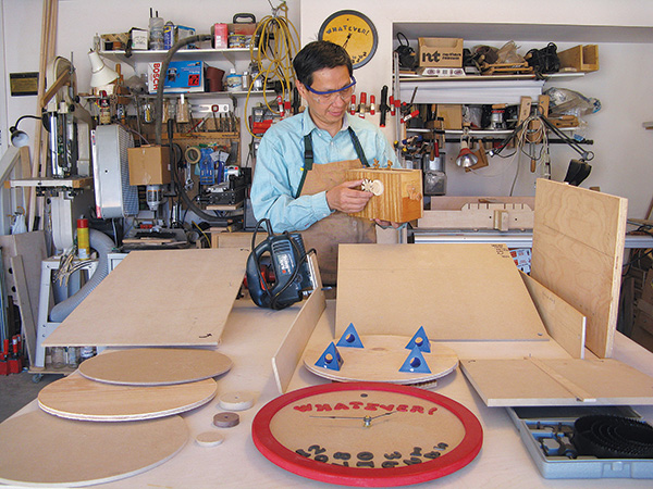 Examples of circles cut using various tools in a workshop