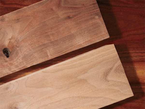 Differently colored walnut lumber