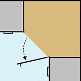 Diagram of the design of a diagonal corner cabinet