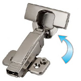 Cup arm on European hinge