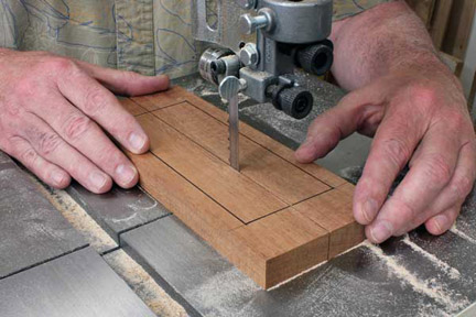 Cutting out interior segment of jewelry box drawer front