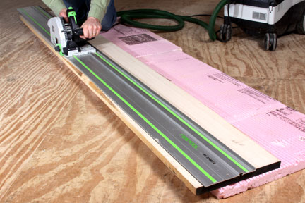Cutting uneven board with a track saw