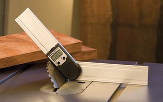 Digital protractor measuring miter cutting angle