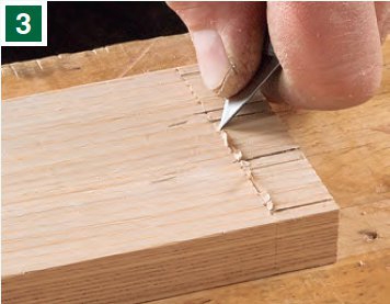 Marking dovetail waste with knife