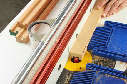 Making groove in solid wood table ends with straight bit