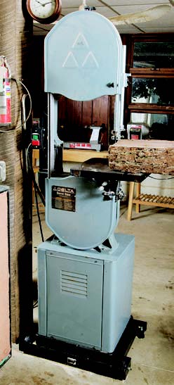 Delta band saw with cut bowl blanks