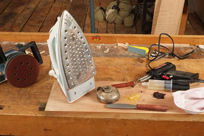 Tools for repairing dents and blemishes in wood