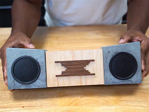 Wireless speakers with concrete and wood body