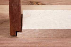 Close up side view of a double rabbet joint