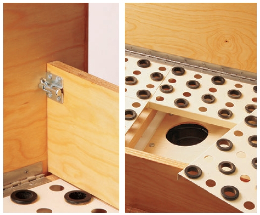 Holes in tabletop for pulling down dust particles