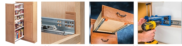 four different drawer slides