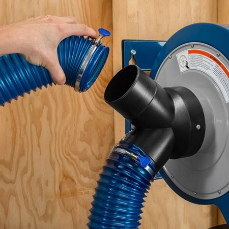 Connecting second hose to dust right collector