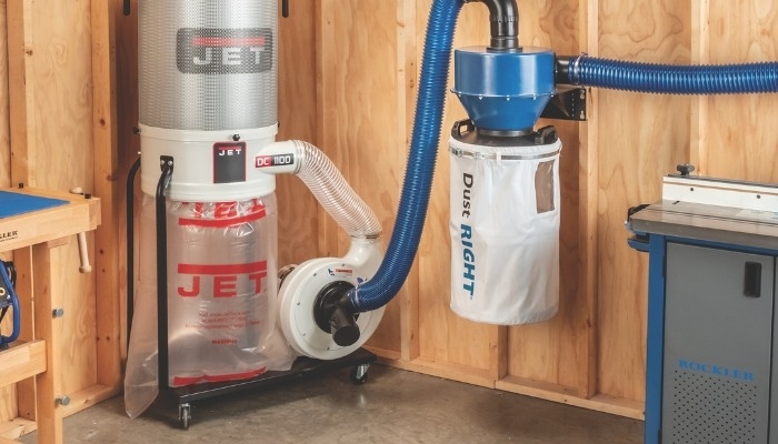 dust separator system in workshop