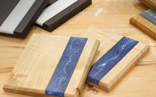 epoxy and wood coasters