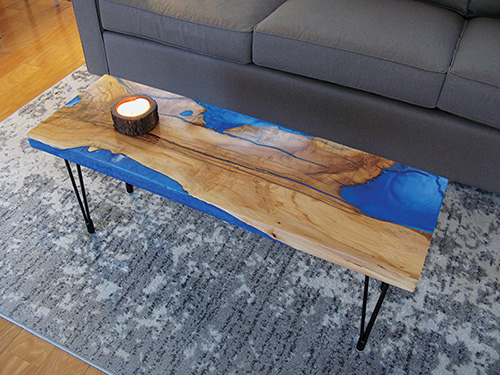 Spalted maple coffee table filled with an epoxy pour