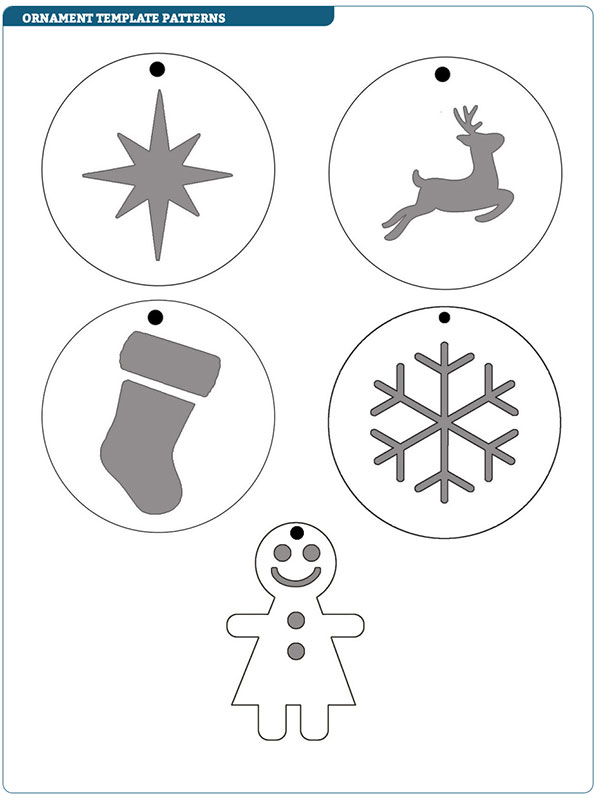 five Christmas ornament patterns