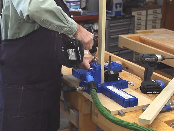 Using a Kreg jig to perform pocket screw joinery