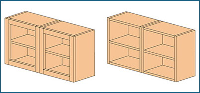 Faceframe and frameless cabinet construction
