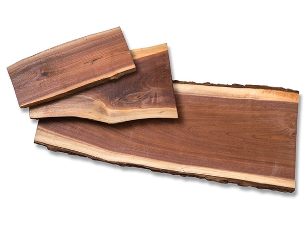 Selection of live edge slabs with clear finishes