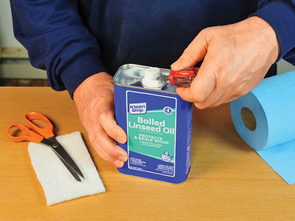 Opening a can of boiled linseed oil finish