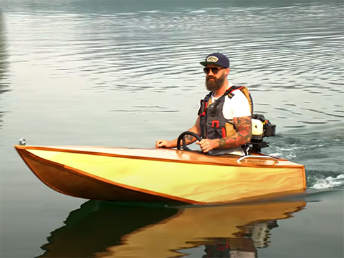 Jason Hibbs driving shop-made speedboat