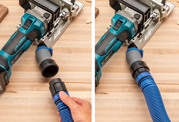 connecting flexiport hose to biscuit joiner