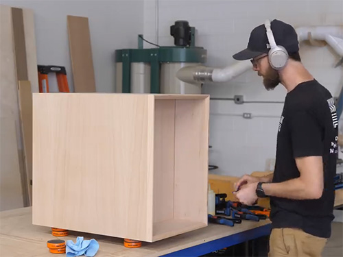 Glued-up plywood furniture box carcass