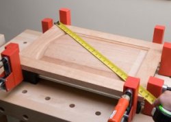 Gluing and clamping final frame and panel door parts