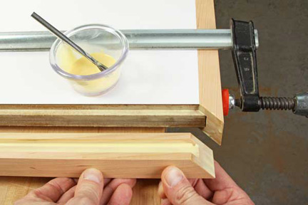 Attaching edging to workshop table with glue