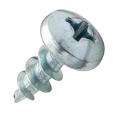 Short screw for mounting hardware on wood