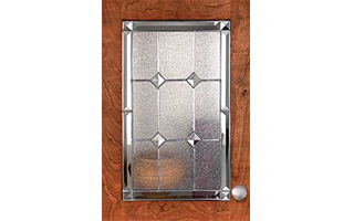 decorative glass on cabinet door