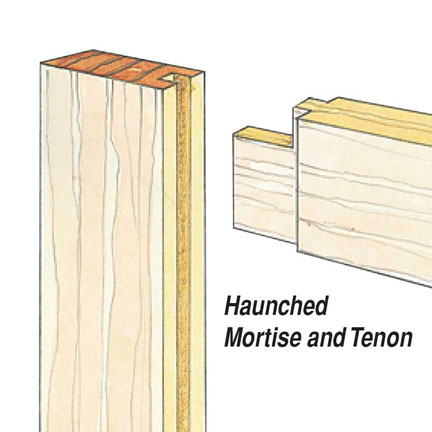 Drawing of a haunched mortise and tenon joint