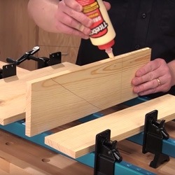putting glue on wood slab