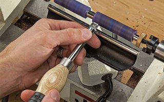 pen blank on a lathe