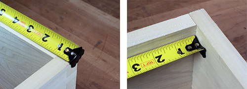 Measuring on the inside and outside of a frame