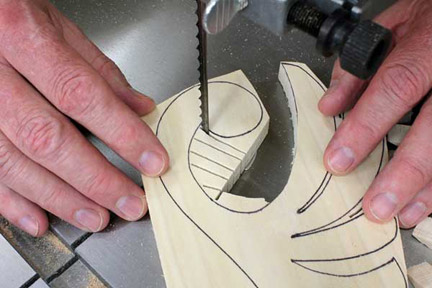 Making small band saw cuts to finish a curve cut