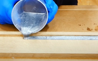 pouring silver epoxy