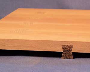 Japanese tea tray table with feet made from a butterfly inlay