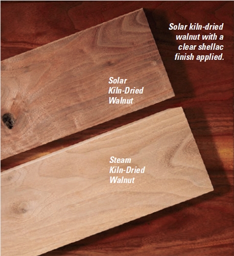 Walnut lumber with labels for comparison