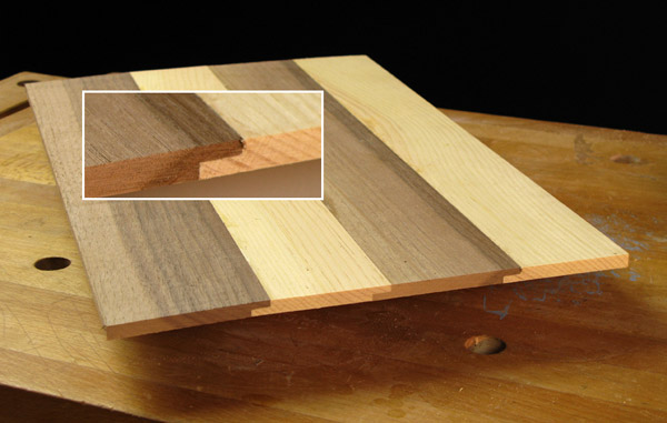 Close-up of a lap joint on plywood