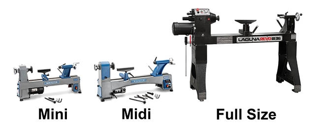 three lathes - mini, midi and full-size