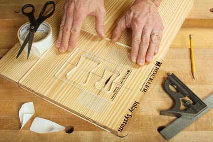 Setting up template to trace butterfly inlay