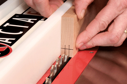 Measuring groove cut against dado blade