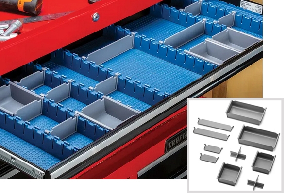 tools sorted into compartments with lock align drawer organizer kit