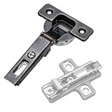 European-style hinge with a long hinge arm