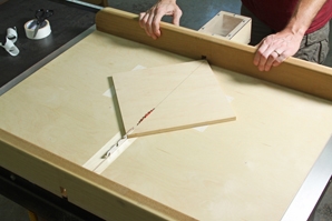Making a diagonal cut using a crosscut sled