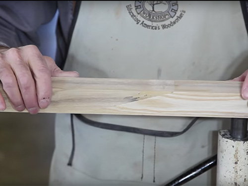 Two pieces of lumber joined with a scarf joint